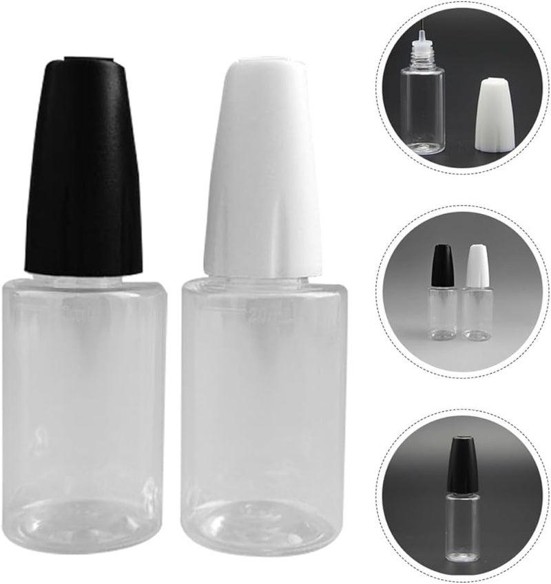 10Pcs 10ml Black White Fine Tip Needle Applicator Bottles For Glue Paint Essential Oils - Image 5