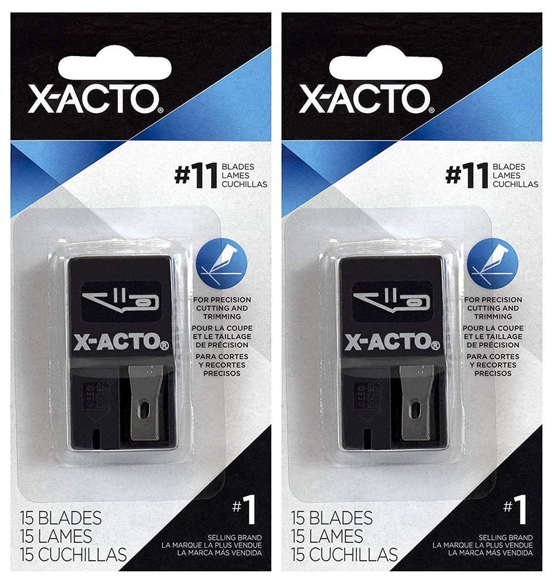 X-Acto 2-Pack - X-ACTO X411 Knife Blades with Dispenser Size 11 Blades, 15 Pieces each - Image 1