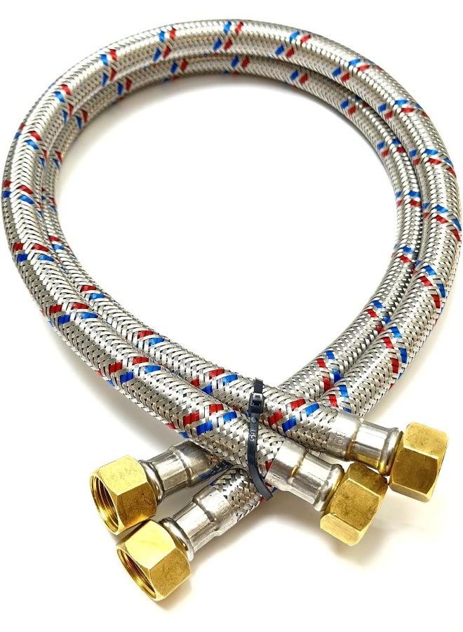 Biella 60Cm Stainless Steel 2Pcs Rust, Corrosion, And Lead-Free Braided Flexible Faucet Hose Pipe Connector - Image 1