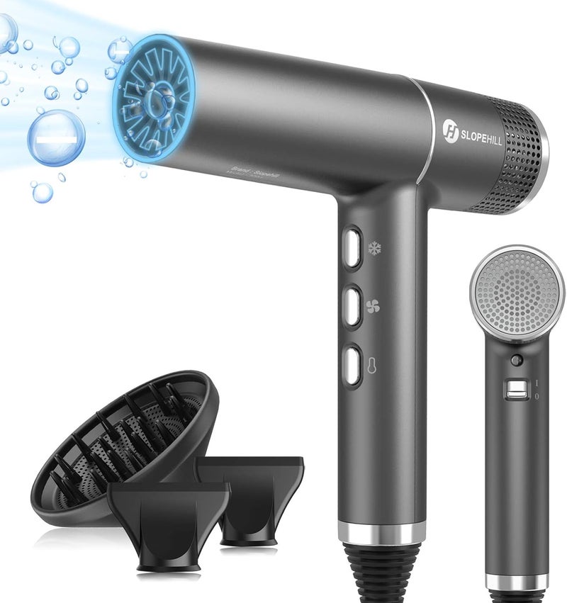 SLOPEHILL Hair Dryer with Unique Brushless Motor | Intelligent Fault Diagnosis | Innovative Microfilter | Oxy Active Technology | Led Display (Grey) - Image 1
