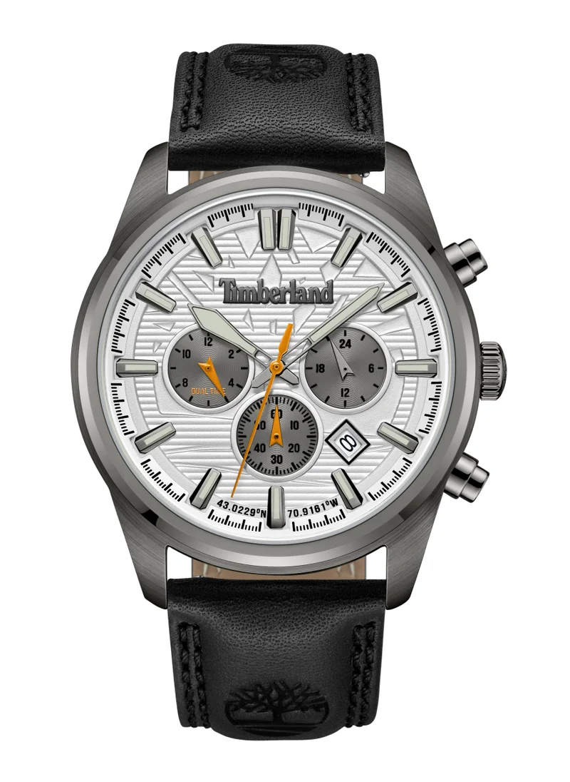 تمبرلاند Northbridge Men's Watch 45mm Analog White Dial Black Leather Strap