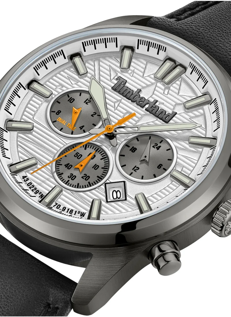 تمبرلاند Northbridge Men's Watch 45mm Analog White Dial Black Leather Strap