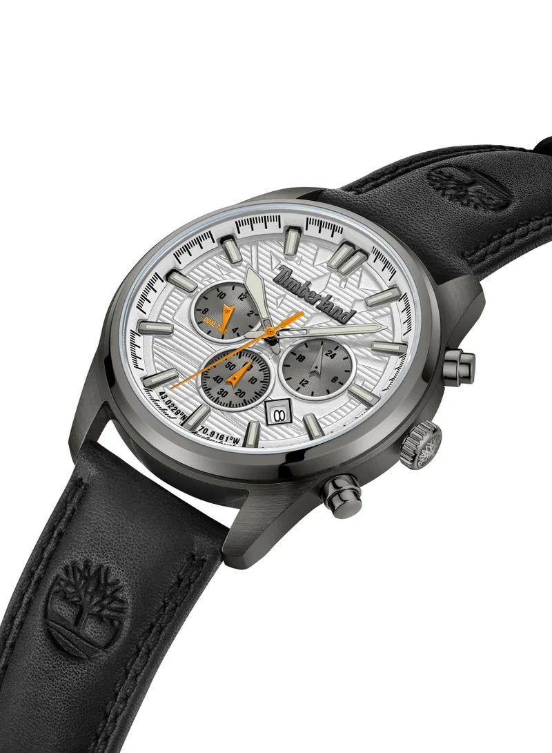 Timberland Northbridge Men's Watch 45mm Analog White Dial Black Leather Strap