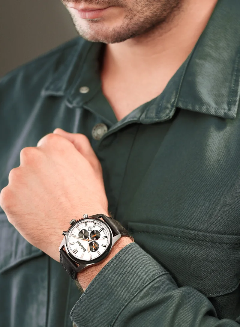 Timberland Northbridge Men's Watch 45mm Analog White Dial Black Leather Strap