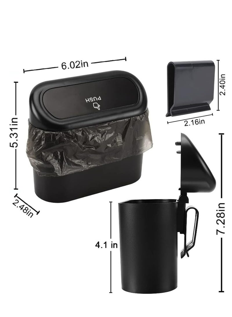 Generic Car Trash Can with Lid, Mini Auto Dustbin Garbage Organizer with One Roll Plastic Trash Bag, Automotive Garbage Container Bin for Vehicle, Home, Office - Image 3
