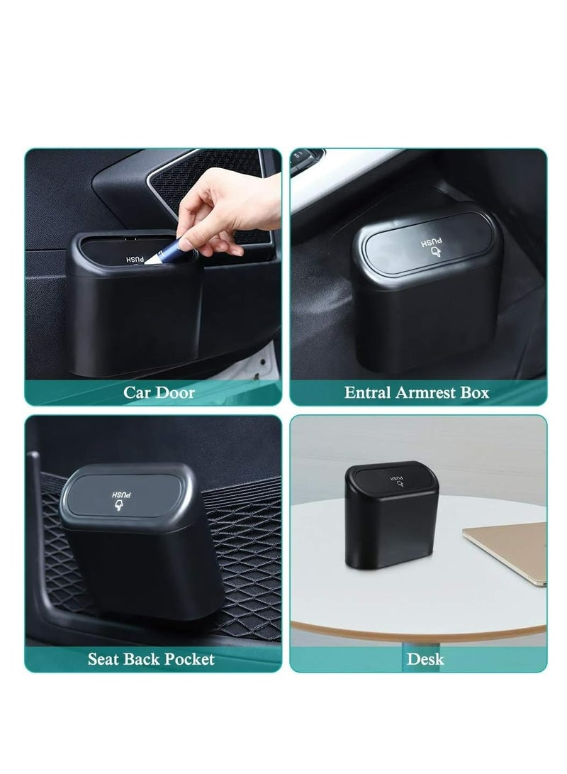 Generic Car Trash Can with Lid, Mini Auto Dustbin Garbage Organizer with One Roll Plastic Trash Bag, Automotive Garbage Container Bin for Vehicle, Home, Office - Image 2