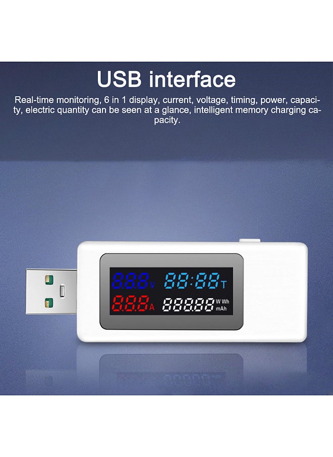 Generic KWS-V30 USB Power Meter Tester 6in1 Current Voltage Timing Power Capacity Electric Quantity Tester with Power-off Memory Function  - Image 3
