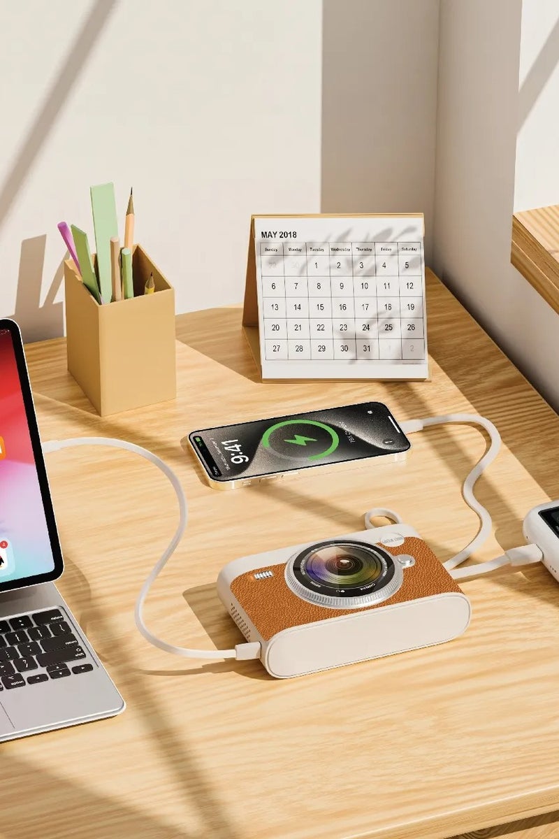 GREEN LION All In 1 Powerbank 10000mAh, Flashlight & Translator Powered by AI with Built in Games, Maps ,Remote Snap, Speaker & Clear Mic for Call / 10H Playtime / Fast Charger Power Banks 10000 mAh / RAM & ROM: 256MB + 4GB - Brown - Image 2