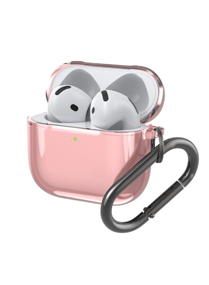 for Airpods 4（2024）Fourth Generation Transparent Protective Cover, Tpu Transparent Protective Cover With Keychain, Suitable For Women, Girls, Men, Anti Yellowing, Scratch Resistant, Shock Resistant, Full Protective Cover, Suitable For Airpods 4- (Pink) - Image 1