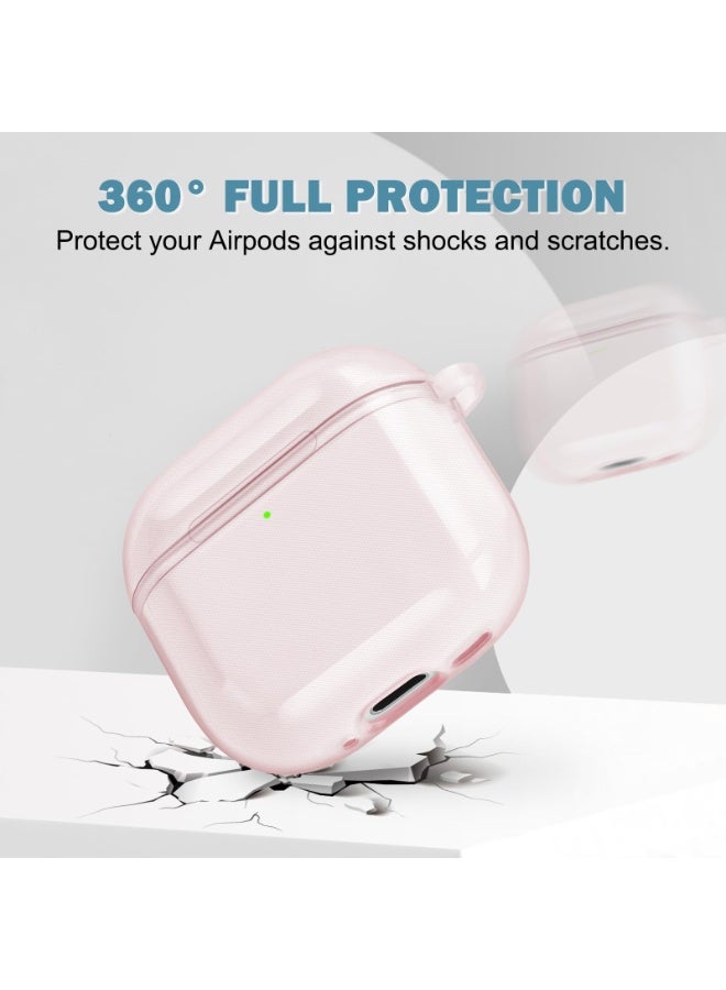 for Airpods 4（2024）Fourth Generation Transparent Protective Cover, Tpu Transparent Protective Cover With Keychain, Suitable For Women, Girls, Men, Anti Yellowing, Scratch Resistant, Shock Resistant, Full Protective Cover, Suitable For Airpods 4- (Pink) - Image 3