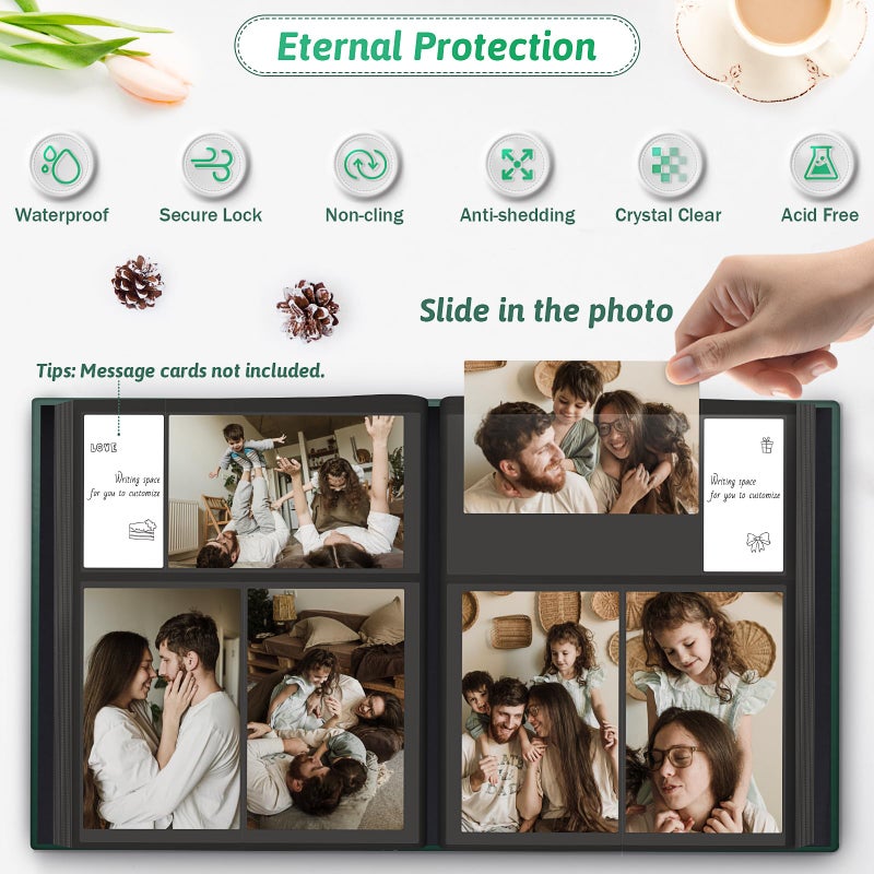 Popotop Photo Album 4x6 300 Pockets with Leather Hardcover Cover, Small Photo Album Holder Book with 50Pcs Pages for Family Travel Wedding Baby Gifts - Image 3