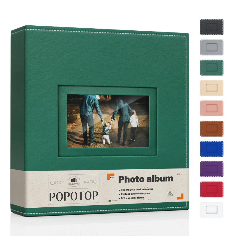 Popotop Photo Album 4x6 300 Pockets with Leather Hardcover Cover, Small Photo Album Holder Book with 50Pcs Pages for Family Travel Wedding Baby Gifts - Image 1