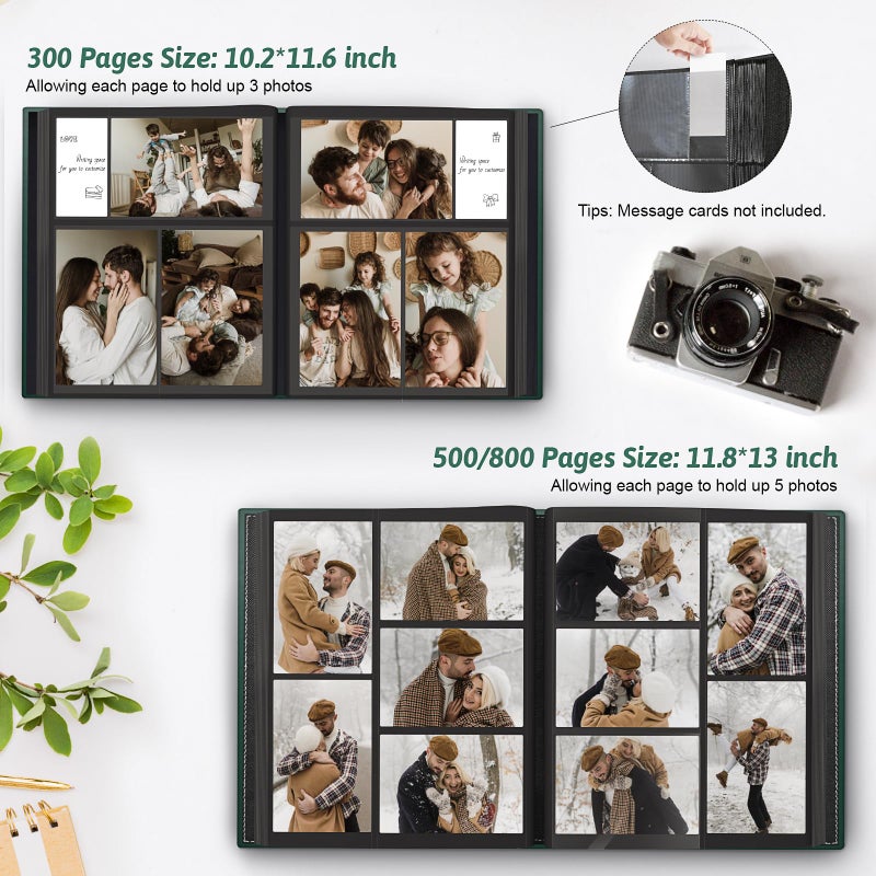 Popotop Photo Album 4x6 300 Pockets with Leather Hardcover Cover, Small Photo Album Holder Book with 50Pcs Pages for Family Travel Wedding Baby Gifts - Image 5