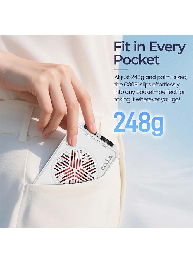 GODOX Litemons C30BI Led Video Panel Light,30W On Camera Pocket Lights CCT 2800K-6500K,3350mAh Rechargeable for Photography,Videographer and Vlogging - Image 3