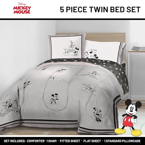 Jay Franco Kids Comforter Set Includes Sheets and Pillow Covers Soft and Cozy Bed Set for Stylish Room Decor Official Licensed Bedding Beige Mickey and Friends 5 Piece Twin - Image 3