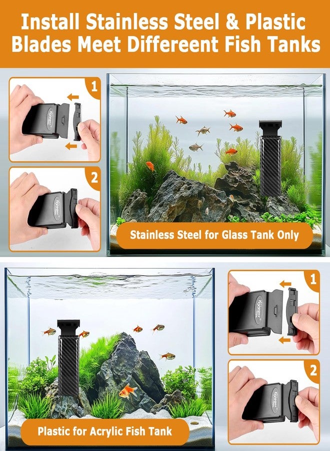 هايغر منظف أحواض السمك المغناطيسي من هيجر، منظف زجاجي لأحواض السمك مزود بشفرتين قابلتين للفصل لكشط الطحالب، وفرشاة تنظيف عائمة لأحواض الزجاج/الأكريليك بسمك 2/5 إلى 3/5 بوصة، أداة مغناطيسية قوية لإزالة الطحالب، كبير - Image 5