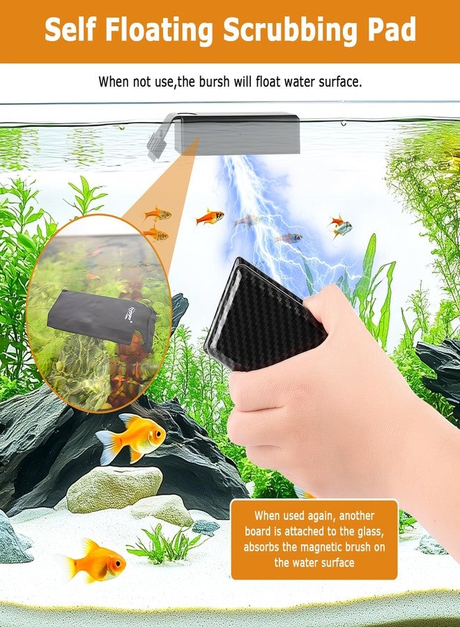 هايغر منظف أحواض السمك المغناطيسي من هيجر، منظف زجاجي لأحواض السمك مزود بشفرتين قابلتين للفصل لكشط الطحالب، وفرشاة تنظيف عائمة لأحواض الزجاج/الأكريليك بسمك 2/5 إلى 3/5 بوصة، أداة مغناطيسية قوية لإزالة الطحالب، كبير - Image 4