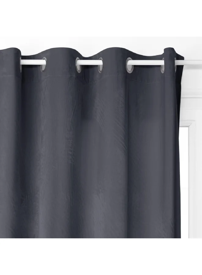 atmosphera 8-Eyelet Rideau Occultant Black Out Curtain Dark Grey 140 x 260 cm 163910L