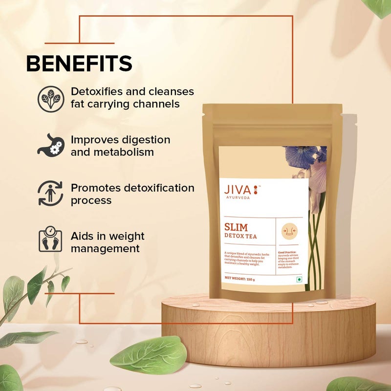 Jiva Ayurveda Slim Tea 150gm | 100% Ayurvedic Caffeine-Free Tea | Detoxifies Body, Open Up Blocked Channels, And Improve Digestion And Metabolism | Helps with Weight Management (Pack of 1) - Image 3