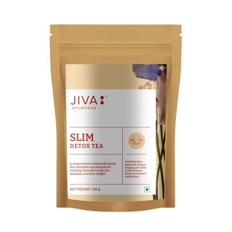 Jiva Ayurveda Slim Tea 150gm | 100% Ayurvedic Caffeine-Free Tea | Detoxifies Body, Open Up Blocked Channels, And Improve Digestion And Metabolism | Helps with Weight Management (Pack of 1) - Image 1