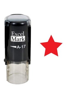 ExcelMark Round Teacher Stamp Solid Star Red Ink  - Image 1