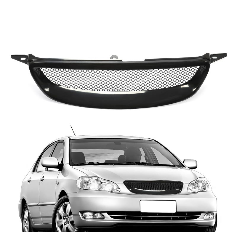 ALMULOO Front Grille Compatible with 2003-2007 Toyota Corolla Bumper Hood Grill Mesh Black Powder Coated - Image 1