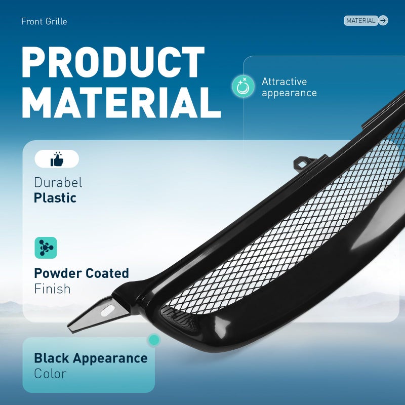 ALMULOO Front Grille Compatible with 2003-2007 Toyota Corolla Bumper Hood Grill Mesh Black Powder Coated - Image 3