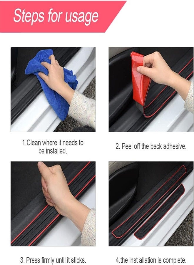 4 PCS Car Door Sill Plate Protectors, Auto Door Entry Guards Sill Scuff Cover Panel Step Protector, PVC Rubber Anti-Scratch Front Rear Door Pedal, Car Accessories for Most Vehicles - Image 3