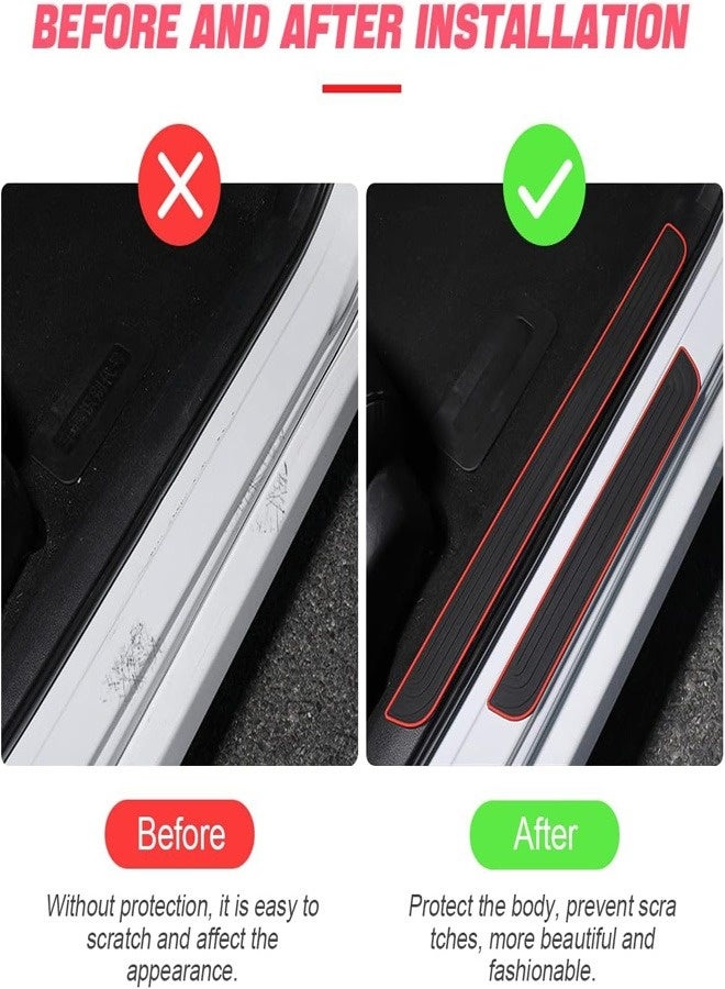 4 PCS Car Door Sill Plate Protectors, Auto Door Entry Guards Sill Scuff Cover Panel Step Protector, PVC Rubber Anti-Scratch Front Rear Door Pedal, Car Accessories for Most Vehicles - Image 5