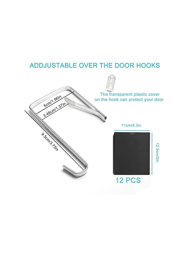 S-TOP 12 Pcs Adjustable Over The Door Hooks, Heavy Duty Stainless Steel Door Hanger and Door Hooks - Image 4