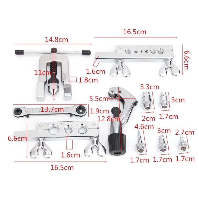 Digital Craft Digital Craft Flaring Swaging Tool Set Tube Cutter Pipe Repair Refrigeration Expander Heavy Duty Steel Flaring Tools Kits Manual Pipe Double Flaring Expender Tool Tube Swaging Kit  - Image 3