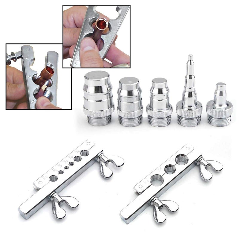 Digital Craft Digital Craft Flaring Swaging Tool Set Tube Cutter Pipe Repair Refrigeration Expander Heavy Duty Steel Flaring Tools Kits Manual Pipe Double Flaring Expender Tool Tube Swaging Kit  - Image 5