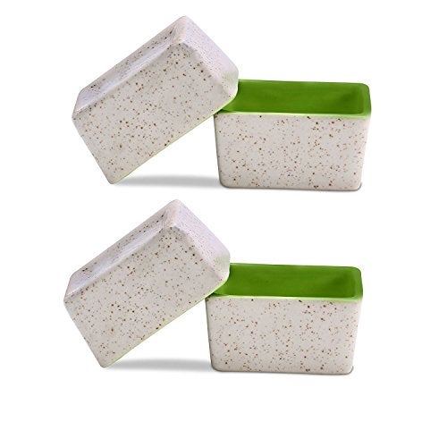 Caffeine Ceramic Handmade Cream & Green Dip & Sauce ( Set of 4 , 50 ml ) - Image 1