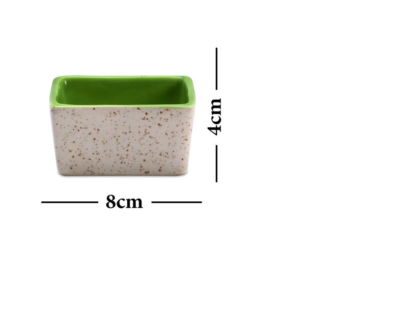 Caffeine Ceramic Handmade Cream & Green Dip & Sauce ( Set of 4 , 50 ml ) - Image 4