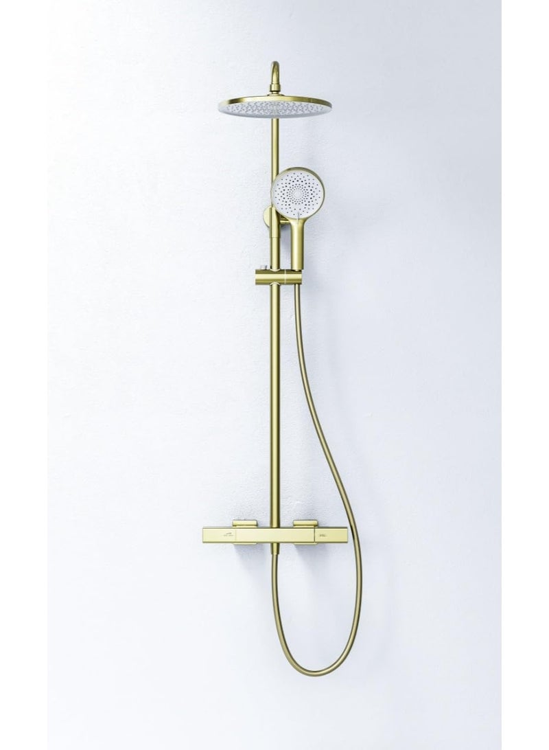 TASVORA Contemporary Stylish | Wall Faucet Shower Mixer | Square Handle Excellent Finish | Ceramic Valve Core | Made Durable Brass (GOLDEN) - Image 1