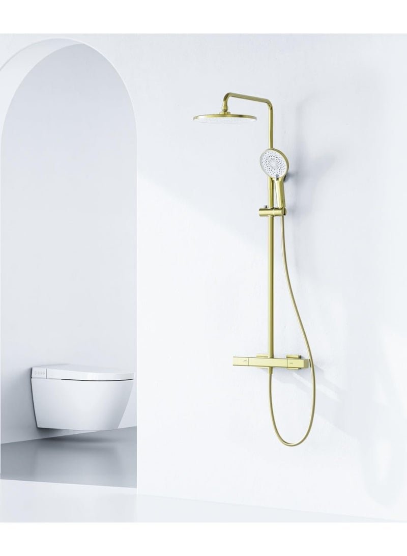 TASVORA Contemporary Stylish | Wall Faucet Shower Mixer | Square Handle Excellent Finish | Ceramic Valve Core | Made Durable Brass (GOLDEN) - Image 2