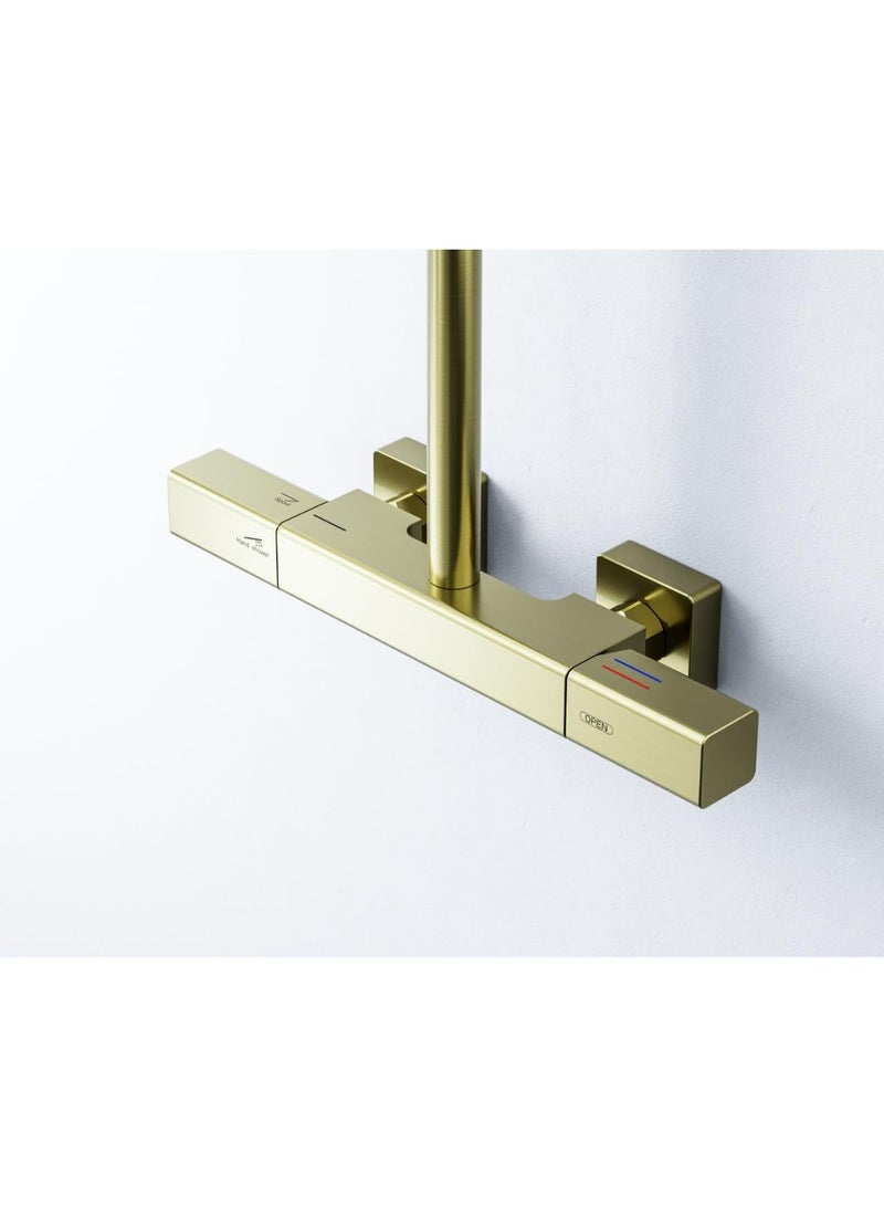 TASVORA Contemporary Stylish | Wall Faucet Shower Mixer | Square Handle Excellent Finish | Ceramic Valve Core | Made Durable Brass (GOLDEN) - Image 3