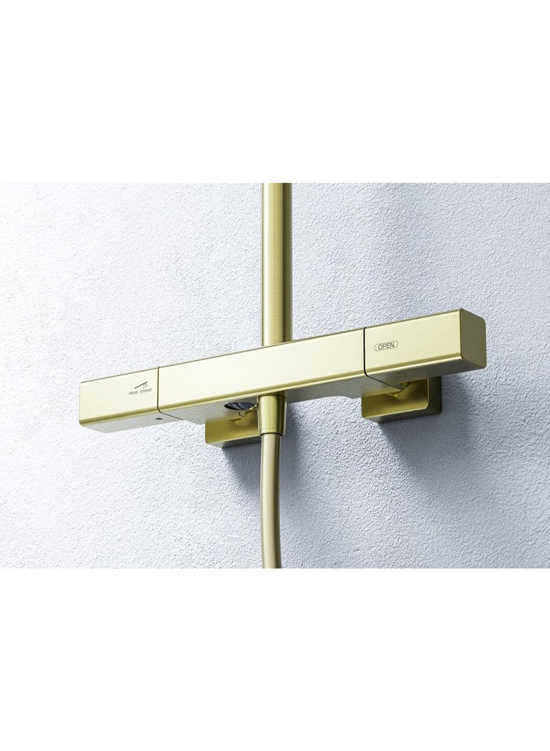 TASVORA Contemporary Stylish | Wall Faucet Shower Mixer | Square Handle Excellent Finish | Ceramic Valve Core | Made Durable Brass (GOLDEN) - Image 4