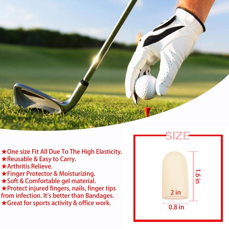 Pnrskter Gel Finger Cots, Finger Protector Support(14 PCS) NEW MATERIAL Finger Sleeves Great for Trigger Finger, Hand Eczema, Finger Cracking, Finger Arthritis and More. (Beige, Short) - Image 3