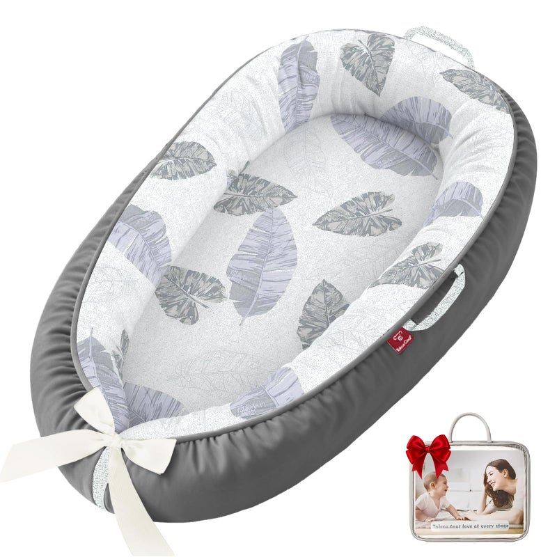 JWPEHOE Baby Lounger - 100% Cotton Breathable Infant Lounger for Newborn, Portable Baby Nest for Home and Travel, Waterproof Lining, Newborn Babies Essentials Gifts - Image 1
