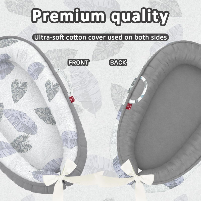 JWPEHOE Baby Lounger - 100% Cotton Breathable Infant Lounger for Newborn, Portable Baby Nest for Home and Travel, Waterproof Lining, Newborn Babies Essentials Gifts - Image 4
