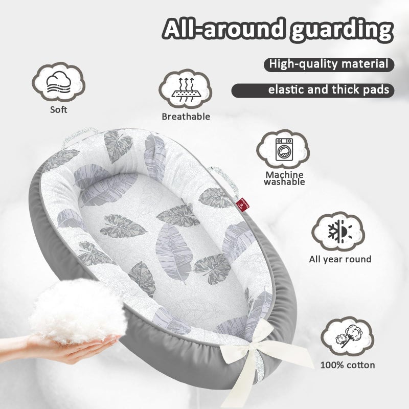 JWPEHOE Baby Lounger - 100% Cotton Breathable Infant Lounger for Newborn, Portable Baby Nest for Home and Travel, Waterproof Lining, Newborn Babies Essentials Gifts - Image 3