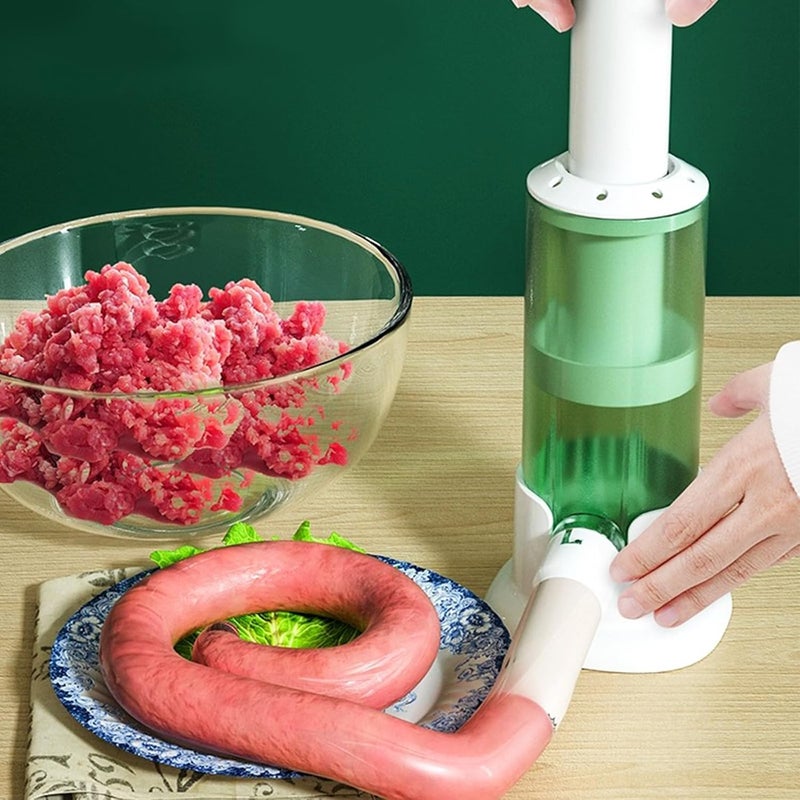 Aleker Sausage Maker, Manual Sausage Stuffer, Detachable Sausage Maker Machine, Household Meat Stuffing Filler, Sausage Roll Maker with 4 Option Size Filling Nozzles for Kitchen - Image 4
