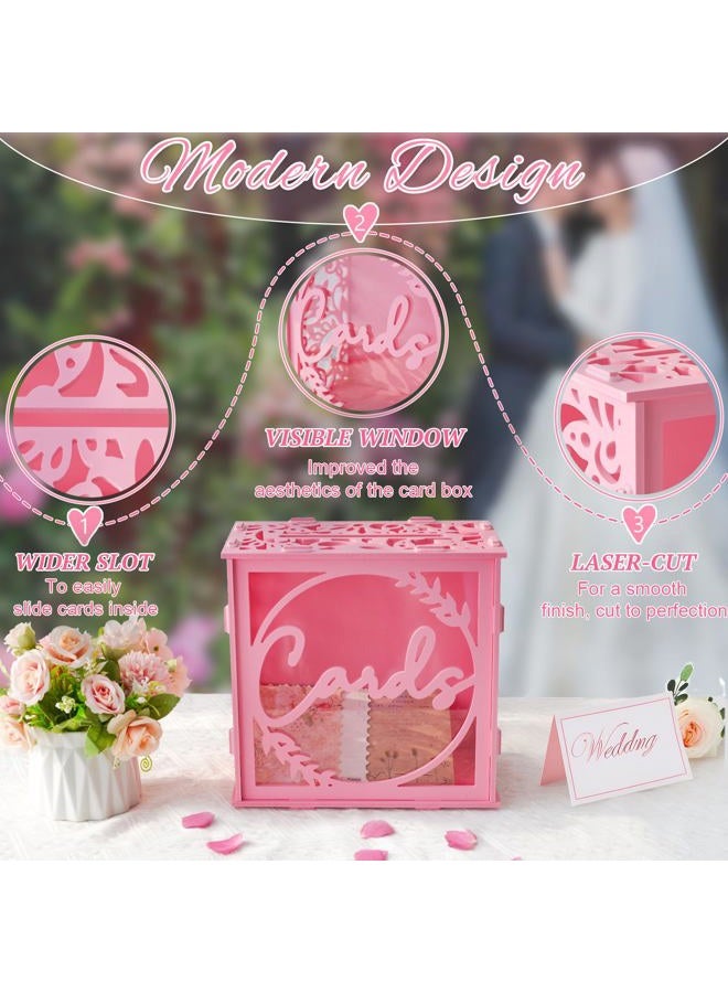 OurWarm White Wedding Card Box with Acrylic Window, PVC Gift Card Box Envelope Money Box for Graduation Baby Shower Decor - Image 4