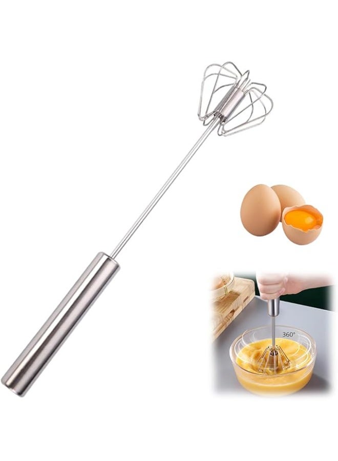 Stainless Steel Semi-Automatic Whisk, New Egg Whisk Hand Push Rotary Blender, Manual Mixer Stirrer Kitchen Tool for Blending, Whisking, Beating, Stirring - Image 1