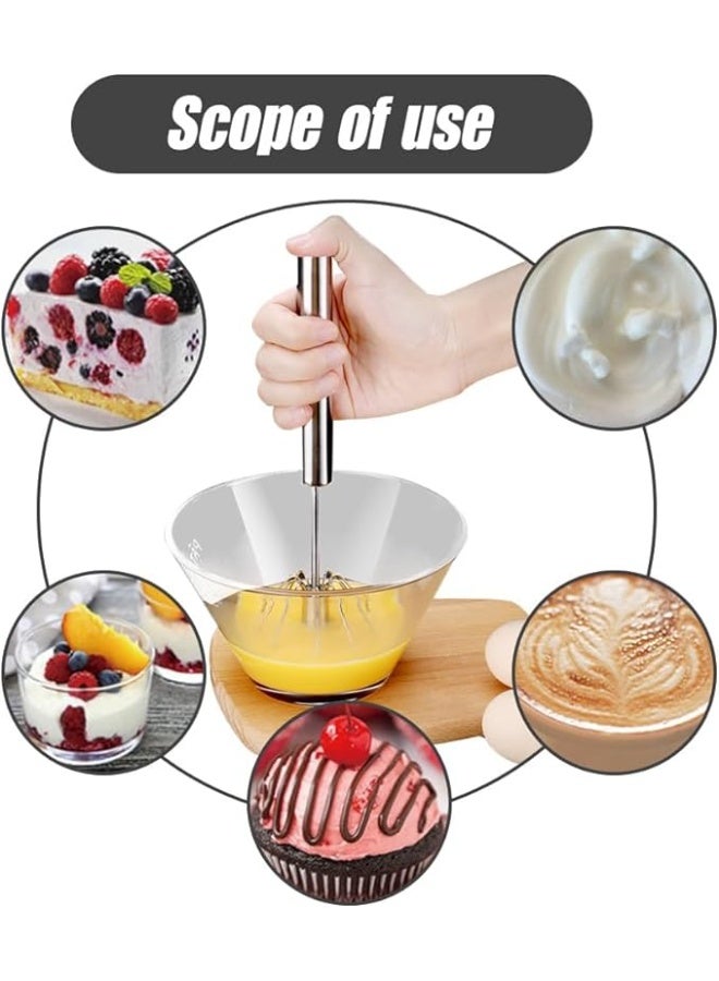 Stainless Steel Semi-Automatic Whisk, New Egg Whisk Hand Push Rotary Blender, Manual Mixer Stirrer Kitchen Tool for Blending, Whisking, Beating, Stirring - Image 3
