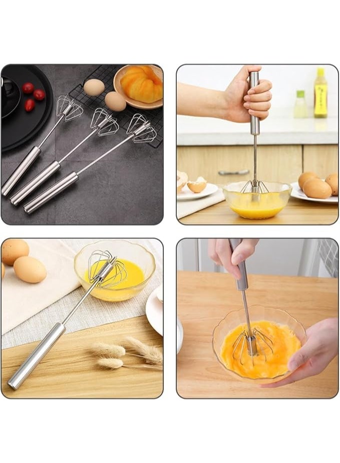 Stainless Steel Semi-Automatic Whisk, New Egg Whisk Hand Push Rotary Blender, Manual Mixer Stirrer Kitchen Tool for Blending, Whisking, Beating, Stirring - Image 2