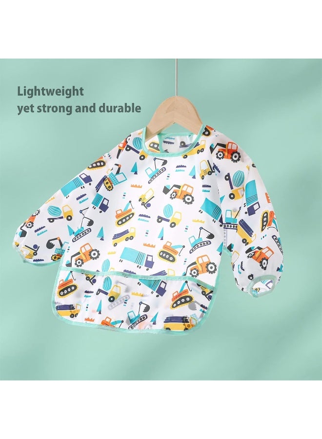 ElecMotive ElecMotive 5 Pack Long Sleeve Bib, Baby Toddler Waterproof Sleeved Bib for 6-30 Months Reusable with Catch-all Pocket  - Image 4