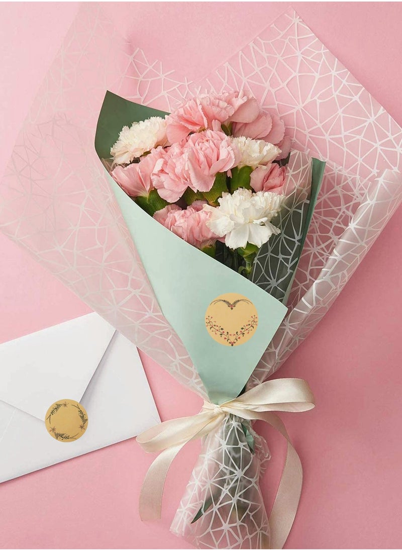 SYOSI Floral Thank You Stickers, Kraft Paper Round Self Adhesive Label 2" Decorative Stickers for Gift Wrapping Envelopes Pantry Food Bottle Jars DIY (2", Floral)  - Image 3