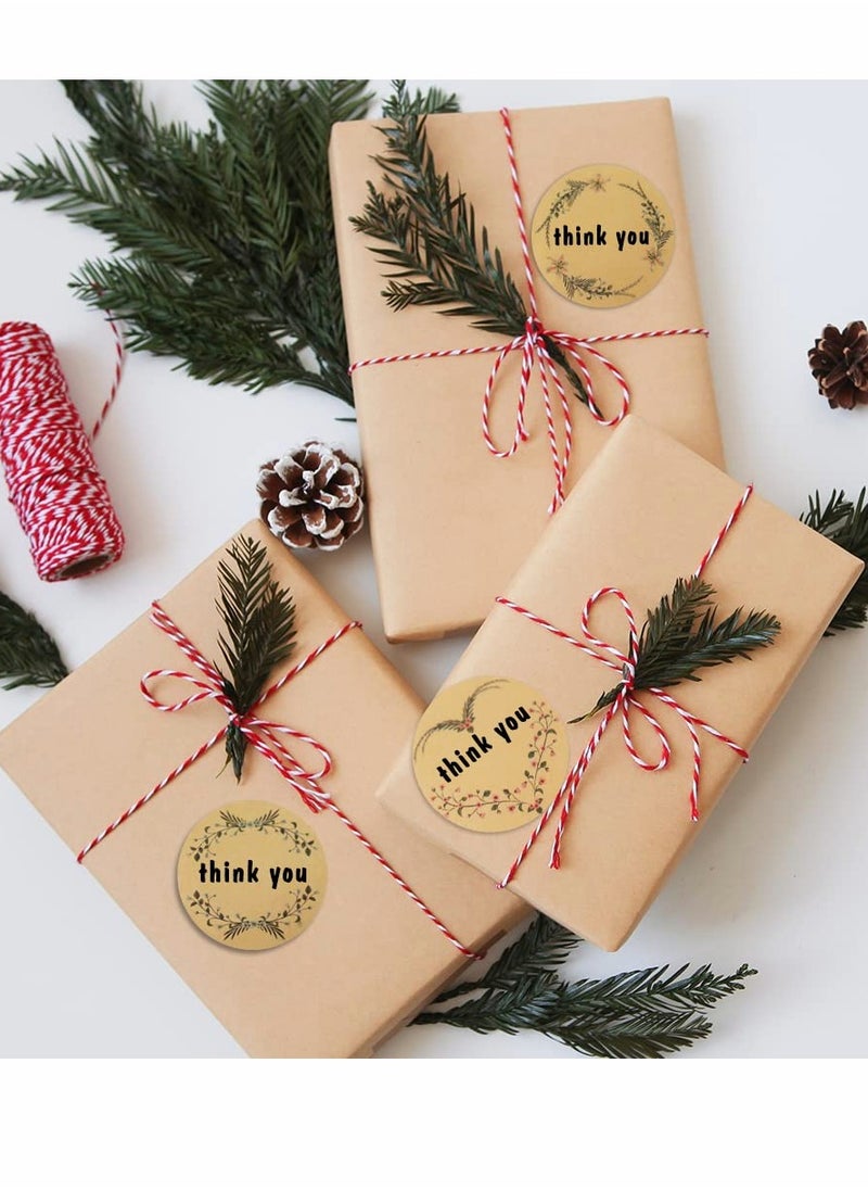 SYOSI Floral Thank You Stickers, Kraft Paper Round Self Adhesive Label 2" Decorative Stickers for Gift Wrapping Envelopes Pantry Food Bottle Jars DIY (2", Floral)  - Image 2